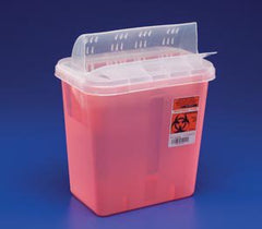 Cardinal Sharps Container In-Room™ 16-1/4 H X 13-3/4 W X 6 D Inch 3 Gallon Translucent Red Base / Translucent Lid Horizontal Entry Flap Lid - M-206348-2963 - Case of 10