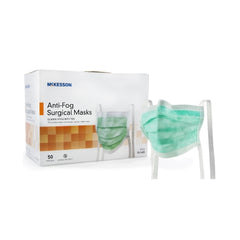 Surgical Mask McKesson Anti-fog Pleated Tie Closure One Size Fits Most Green NonSterile ASTM Level 1