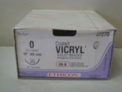 J & J Healthcare Systems Suture with Needle Coated Vicryl™ Absorbable Coated Violet Suture Braided Polyglactin 910 Size 0 18 Inch Suture 1-Needle 26 mm Length 1/2 Circle Taper Point Needle