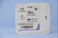 J & J Healthcare Systems Suture with Needle Coated Vicryl™ Absorbable Coated Violet Suture Braided Polyglactin 910 Size 4 - 0 18 Inch Suture 1-Needle 26 mm Length 1/2 Circle Taper Point Needle