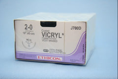 Suture with Needle Coated Vicryl Absorbable Coated Violet Suture Braided Polyglactin 910 Size 2 - 0 18 Inch Suture 1-Needle 36.4 mm Length 1/2 Circle Taper Point Needle