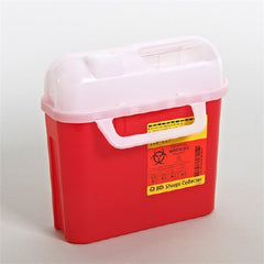 Becton Dickinson Sharps Container BD™ Gardian 11-7/10 H X 16-3/5 W X 4-1/2 D Inch 5.4 Quart Red Base / White Lid Horizontal Entry Counter Balanced Cylinder Lid - M-207527-2931 - Case of 20