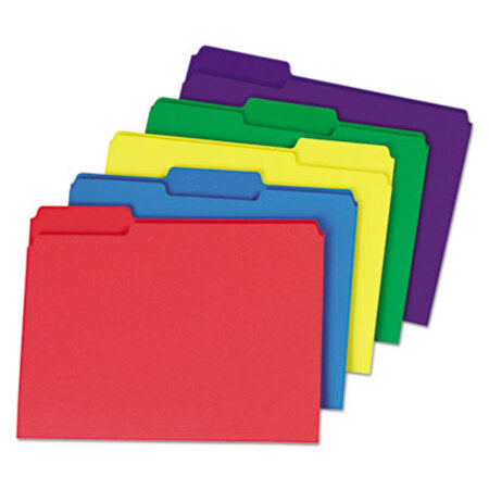 Universal® Deluxe Heavyweight File Folders, 1/3-Cut Tabs, Letter Size, Assorted, 50/Box