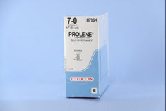 Suture with Needle Prolene Nonabsorbable Uncoated Blue Suture Monofilament Polypropylene Suture Size 7 - 0 24 Inch Suture Double-Armed 8 mm Length 3/8 Circle Taper Point Needle