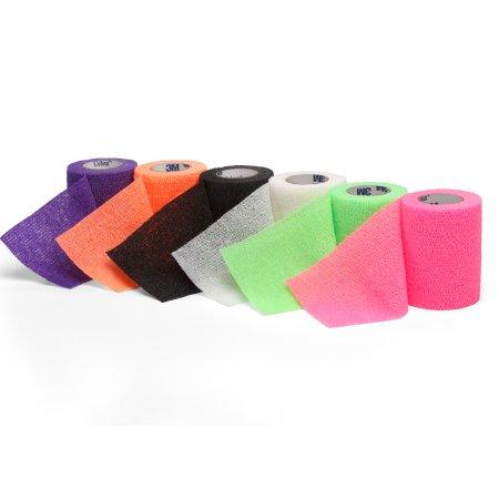 3M Cohesive Bandage 3M™ Coban™ 3 Inch X 5 Yard Standard Compression Self-adherent Closure Assorted Neon Colors NonSterile