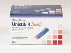 Owen Mumford Lancet Unistik® Finger Stick Lancet Dual Max Flow Needle 1.8 mm Depth 18 Gauge Push Button Activated