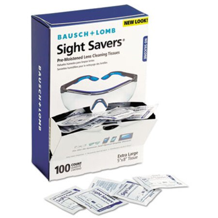 Lomb Sight Savers Premoistened Lens Cleaning Tissues, 100 Tissues/Box