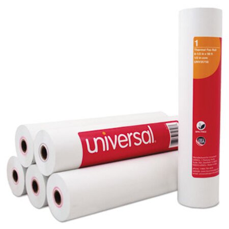 Universal® Direct Thermal Printing Fax Paper Rolls, 0.5" Core, 8.5" x 98ft, White, 6/Pack