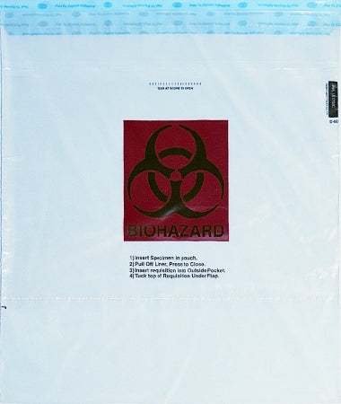 Minigrip Specimen Transport Bag with Document Pouch Speci-Gard® 15 X 17 Inch Polyethylene Adhesive Closure Biohazard Symbol / Storage Instructions / Instructions for Use NonSterile