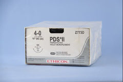 Suture with Needle PDS II Absorbable Uncoated Violet Suture Monofilament Polydioxanone Size 4 - 0 18 Inch Suture 1-Needle 26 mm Length 1/2 Circle Taper Point Needle