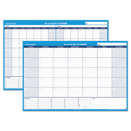 AT-A-GLANCE® 30/60-Day Undated Horizontal Erasable Wall Planner, 48 x 32, White/Blue,