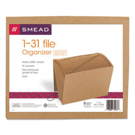 Smead® Indexed Expanding Kraft Files, 31 Sections, 1/31-Cut Tab, Letter Size, Kraft