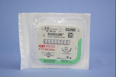 Suture with Needle Nurolon Nonabsorbable Coated Black Suture Braided Nylon Size 2 - 0 18 Inch Suture 1-Needle 26 mm Length 1/2 Circle Taper Point Needle