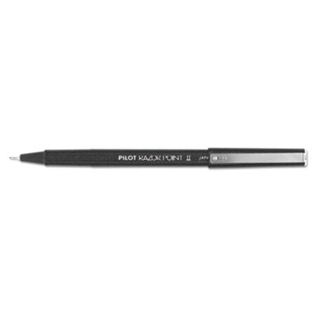 Pilot® Razor Point II Stick Porous Point Marker Pen, 0.2mm, Black Ink/Barrel, Dozen