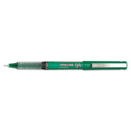 Pilot® Precise V5 Stick Roller Ball Pen, Extra-Fine 0.5mm, Green Ink/Barrel, Dozen