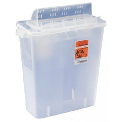 Cardinal Sharps Container In-Room™ 11-1/2 H X 13-3/4 W X 6 D Inch 2 Gallon Translucent Base / Translucent Lid Horizontal Entry Flap Lid