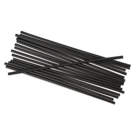 Boardwalk® Single-Tube Stir-Straws, 5 1/4", Black, 1000/Pack, 10/Carton