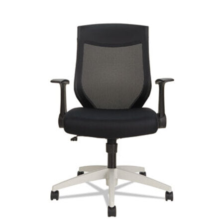 Alera® Alera EB-K Series Synchro Mid-Back Flip Arm Mesh-Chair, Supports up to 275 lbs, Black Seat/Black Back, Cool Gray Base