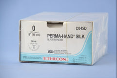 Suture with Needle Perma-Hand Nonabsorbable Coated Black Suture Braided Silk Size 0 18 Inch Suture 1-Needle 26 mm Length 1/2 Circle Taper Point Needle