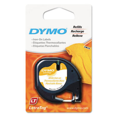 Dymo® LetraTag Fabric Iron-On Labels, 0.5" x 6.5 ft, White
