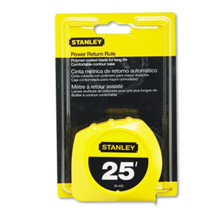 Stanley Bostitch® Power Return Tape Measure, Plastic Case, 1" x 25ft, Yellow