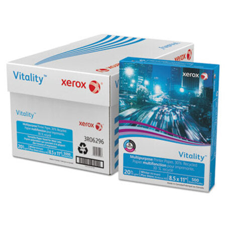 xerox™ Vitality 30% Recycled Multipurpose Paper, 92 Bright, 20lb, 8.5 x 11, White, 500/Ream