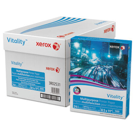 xerox™ Vitality Multipurpose Print Paper, 92 Bright, 24 lb, 8.5 x 11, White, 500/Ream