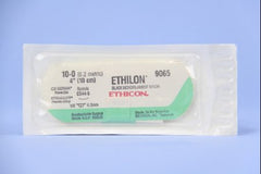 Suture with Needle Ethilon Nonabsorbable Uncoated Black Suture Monofilament Nylon Size 10 - 0 4 Inch Suture 1-Needle 5.5 mm Length 1/8 Circle Spatula Needle