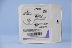 Suture with Needle Coated Vicryl Absorbable Coated Undyed Suture Braided Polyglactin 910 Size 0 18 Inch Suture 1-Needle 48 mm Length 1/2 Circle Taper Point Needle