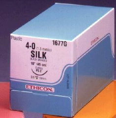 Suture with Needle Perma-Hand Nonabsorbable Coated Black Suture Braided Silk Size 2 - 0 18 Inch Suture 1-Needle 26 mm Length 3/8 Circle Reverse Cutting Needle