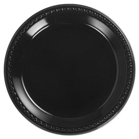 Chinet® Heavyweight Plastic Plates, 10 1/4" Black, Round, 125/Pack, 4 Packs/Carton