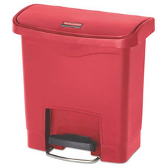 Rubbermaid® Commercial Slim Jim Resin Step-On Container, Front Step Style, 4 gal, Red