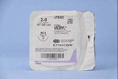 Suture with Needle Coated Vicryl Absorbable Coated Violet Suture Braided Polyglactin 910 Size 2 - 0 18 Inch Suture 1-Needle 26 mm Length 1/2 Circle Taper Point Needle