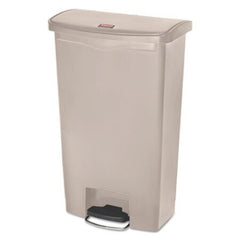 Rubbermaid® Commercial Slim Jim Resin Step-On Container, Front Step Style, 18 gal, Beige