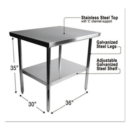 Alera® NSF Approved Stainless Steel Foodservice Prep Table, 36 x 30 x 35, Silver