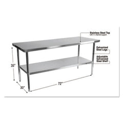 Alera® NSF Approved Stainless Steel Foodservice Prep Table, 72 x 30 x 35, Silver