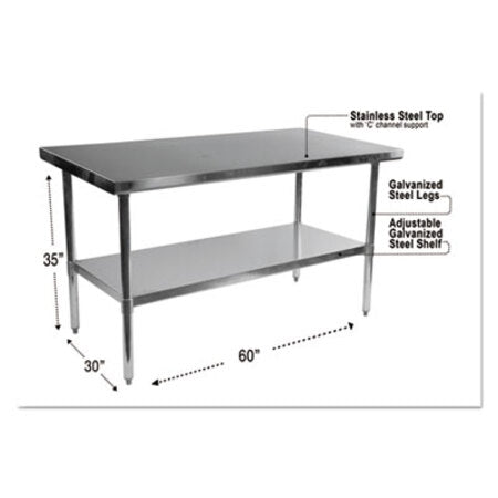 Alera® NSF Approved Stainless Steel Foodservice Prep Table, 60 x 30 x 35, Silver