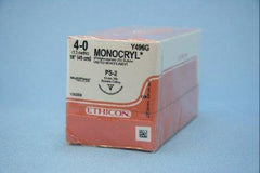 J & J Healthcare Systems Suture with Needle Monocryl™ Absorbable Uncoated Undyed Suture Monofilament Poliglecaprone Size 4 - 0 18 Inch Suture 1-Needle 19 mm Length 3/8 Circle Precision Point - Reverse Cutting Needle