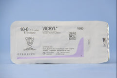 Suture with Needle Coated Vicryl Absorbable Coated Violet Suture Braided Polyglactin 910 Size 10 - 0 4 Inch Suture 1-Needle 7 mm Length 1/4 Circle Spatula Needle