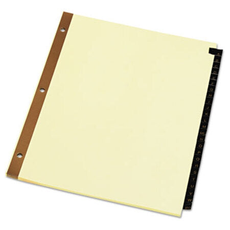 Universal® Deluxe Preprinted Simulated Leather Tab Dividers with Gold Printing, 25-Tab, A to Z, 11 x 8.5, Buff, 1 Set