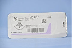 Suture with Needle Coated Vicryl Absorbable Coated Undyed Suture Braided Polyglactin 910 Size 3 - 0 27 Inch Suture 1-Needle 30 mm Length 3/8 Circle Reverse Cutting Needle