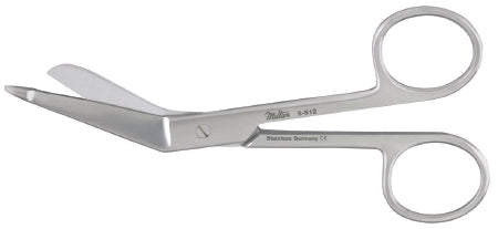 Bandage Scissors Miltex® Lister 4-1/2 Inch Length Surgical Grade Stainless Steel NonSterile Finger Ring Handle Angled Blade Blunt Tip / Blunt Tip
