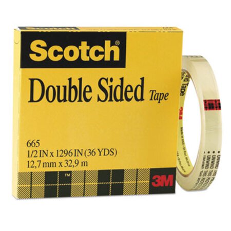 Scotch® Double-Sided Tape, 3" Core, 0.5" x 36 yds, Clear
