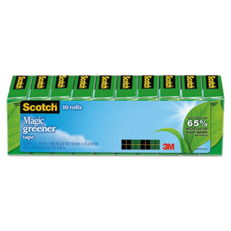 Scotch® Magic Greener Tape, 1" Core, 0.75" x 75 ft, Clear, 10/Pack