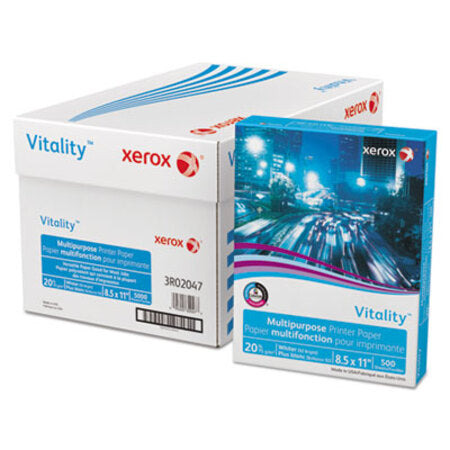 xerox™ Vitality Multipurpose Print Paper, 92 Bright, 20 lb, 8.5 x 11, White, 500/Ream
