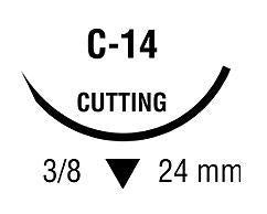 Suture with Needle Absorbable Uncoated Undyed Suture Plain Gut Size 2 - 0 30 Inch Suture 1-Needle 24 mm Length 3/8 Circle Reverse Cutting Needle