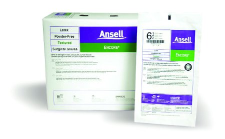 Ansell Surgical Glove ENCORE® Size 5.5 Sterile Pair Latex Extended Cuff Length Fully Textured Ivory Chemo Tested - M-221020-3430 - Case of 200