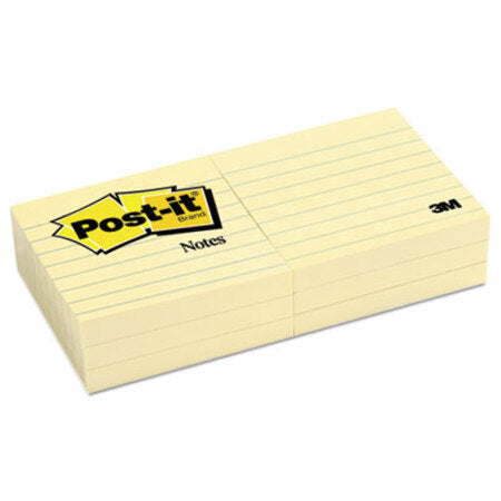 Post-it® Notes Original Pads in Canary Yellow, 3 x 3, Lined, 100-Sheet, 6/Pack