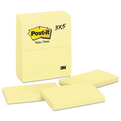 Post-it® Notes Original Pads in Canary Yellow, 3 x 5, 100-Sheet, 12/Pack