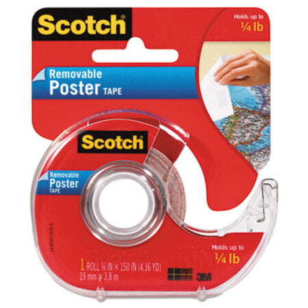 Scotch® Wallsaver Removable Poster Tape, 1" Core, 0.75" x 12.5 ft, Clear
